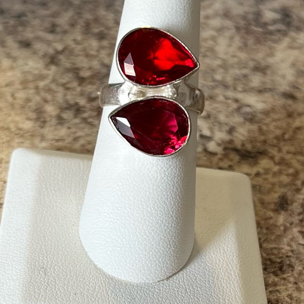 Garnet sterling silver ring